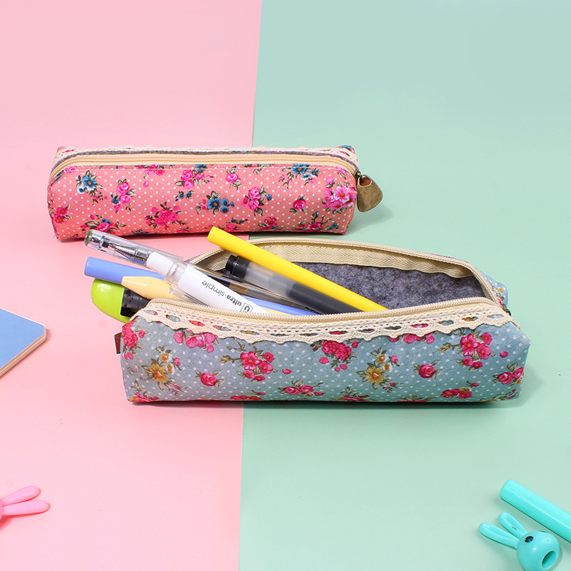 1pc Random Kawaii Floral Fresh Style Pencil Bag Small Flowers Pencil Cases  Cute Simple Pen Bag Storage Bags School Supplies Stationery Gift