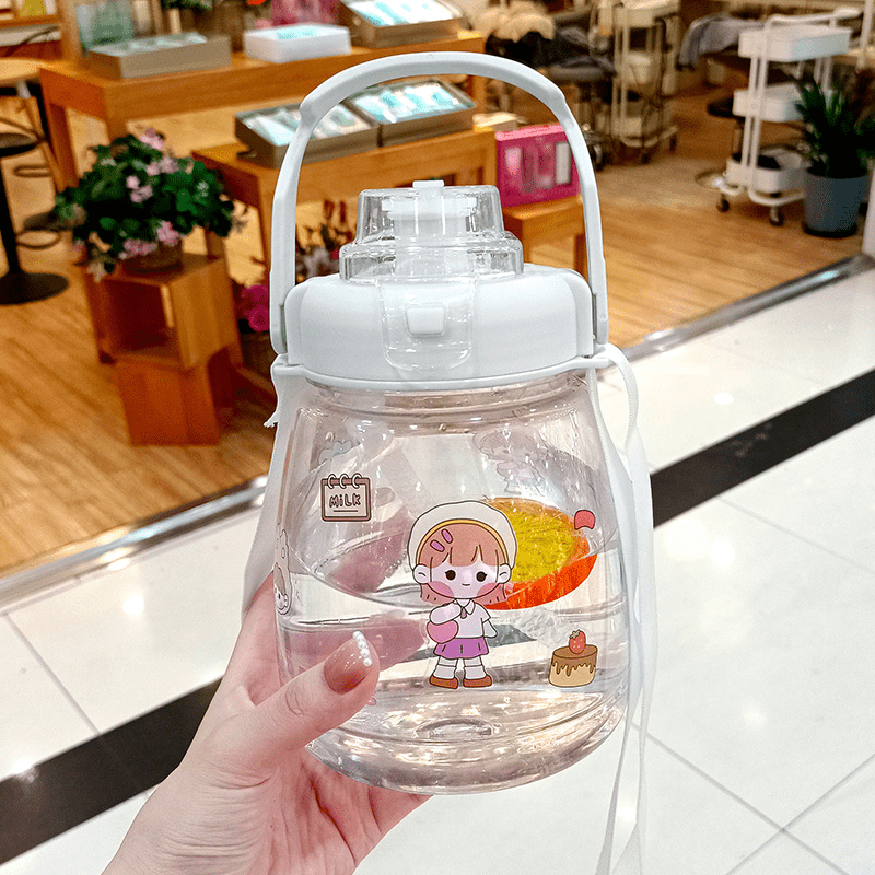 Leakproof Big Belly Straw Cup - Large Capacity Cute Plastic Water Cup -  Perfect Gift Cup For On-the-go Hydration - Temu