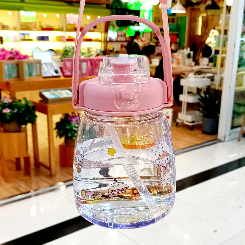 1l Water Bottle With Scale Ins Cute Plastic Leak Proof Mug Large