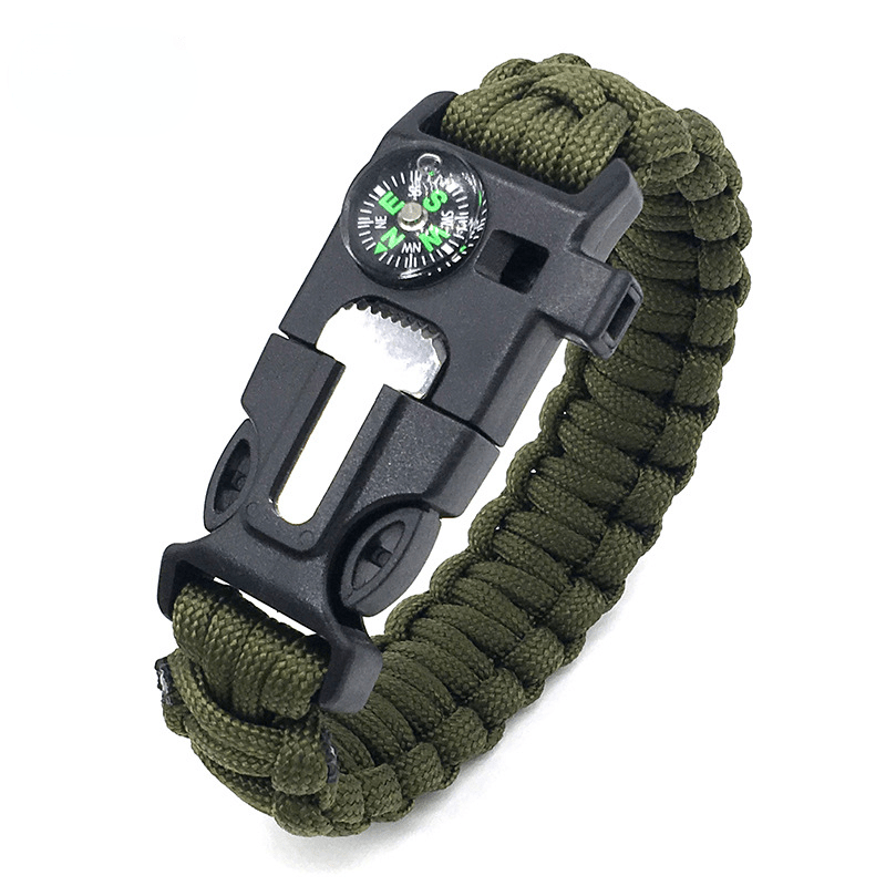 Seven Cores Paracord Braided Rope, 5-in-1 Bracelet Compass Survival Hand Rope for Outdoor Mountaineering Camping, Emergency Life-Saving Bracelet