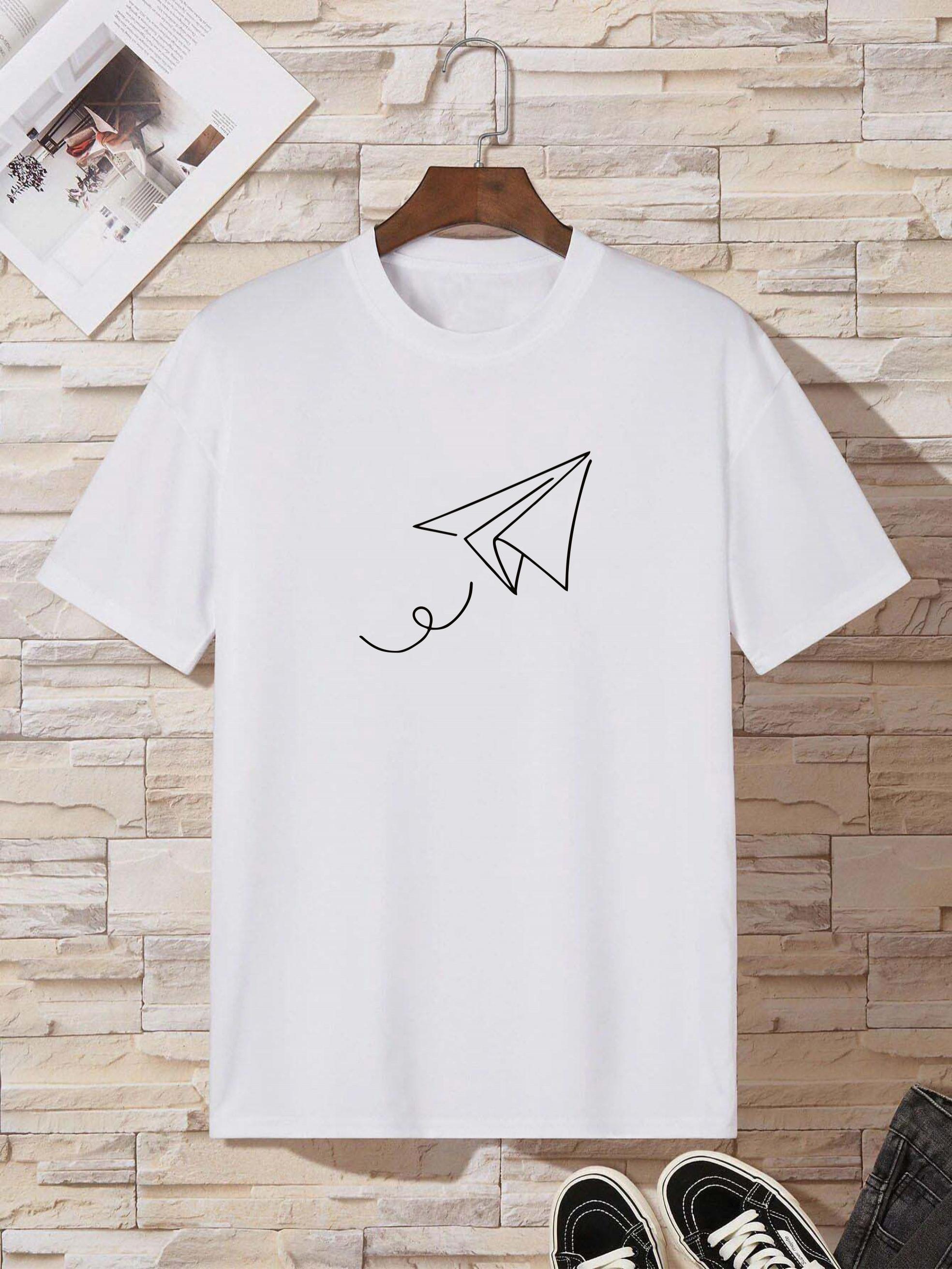 Paper Plane Pattern Print Men's Comfy Chic T-shirt, Graphic Tee Men's  Summer Outdoor Clothes, Men's Clothing, Tops For Men, Gift For Men - Temu  Austria