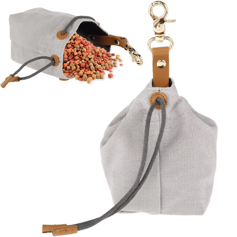 

Waterproof Canvas Dog Treat Training Pouch With Clip And Drawstring - Portable Pet Snack Bag For Outdoor Feeding And Training
