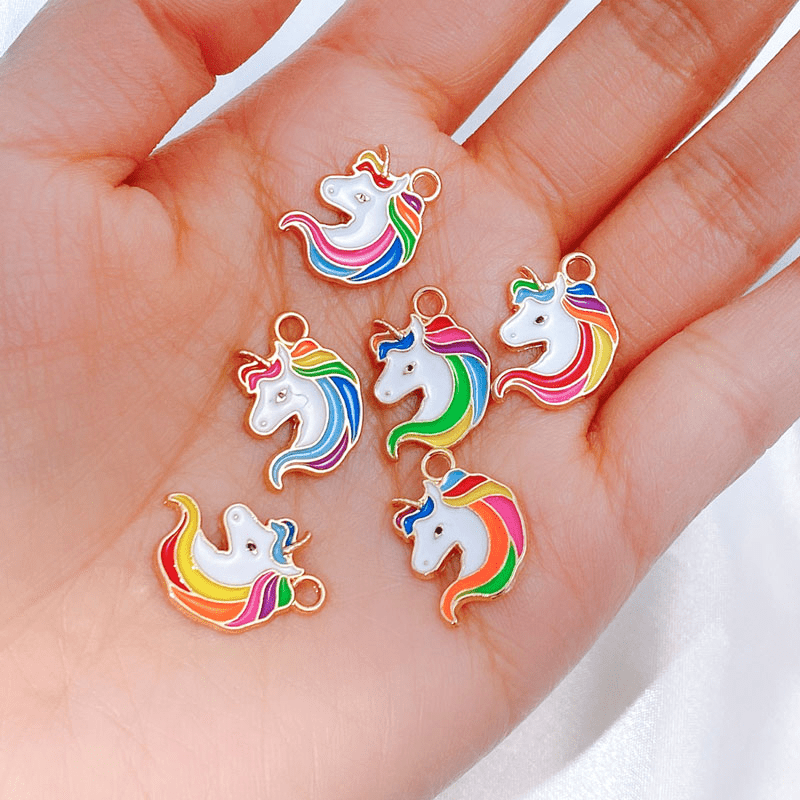 40Pcs 20 Styles Alloy Enamel Unicorn Pendants Rainbow Claud Charms