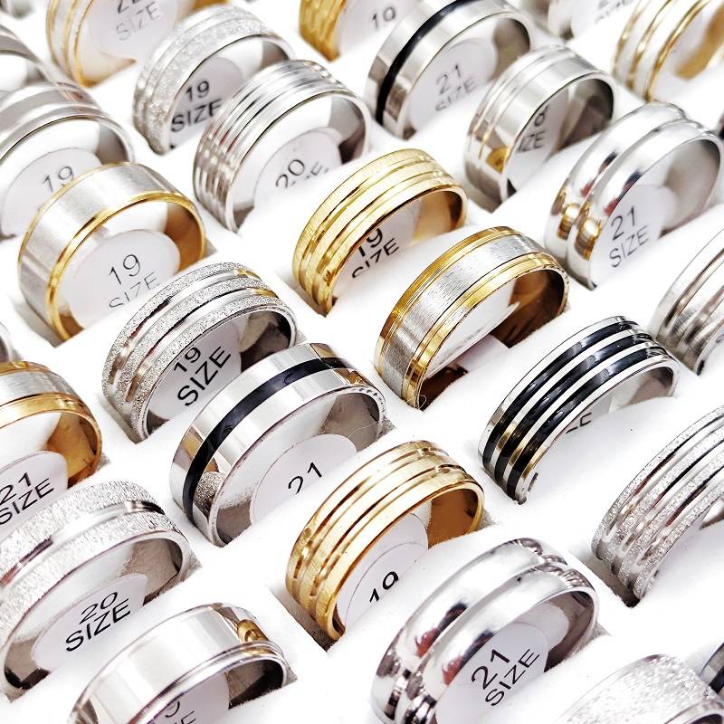 Wholesale 50-Pack Stainless Steel Rings For Men & Women - Fashion Jewelry