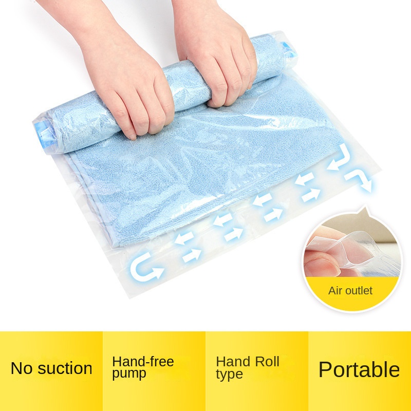 Small 35*50cm Hand-rolled Vacuum Compression Bag, For Travel Space Saver  Bags, Reusable Roll-Up Compression Bag, Clothes Storage, Travel Essentials