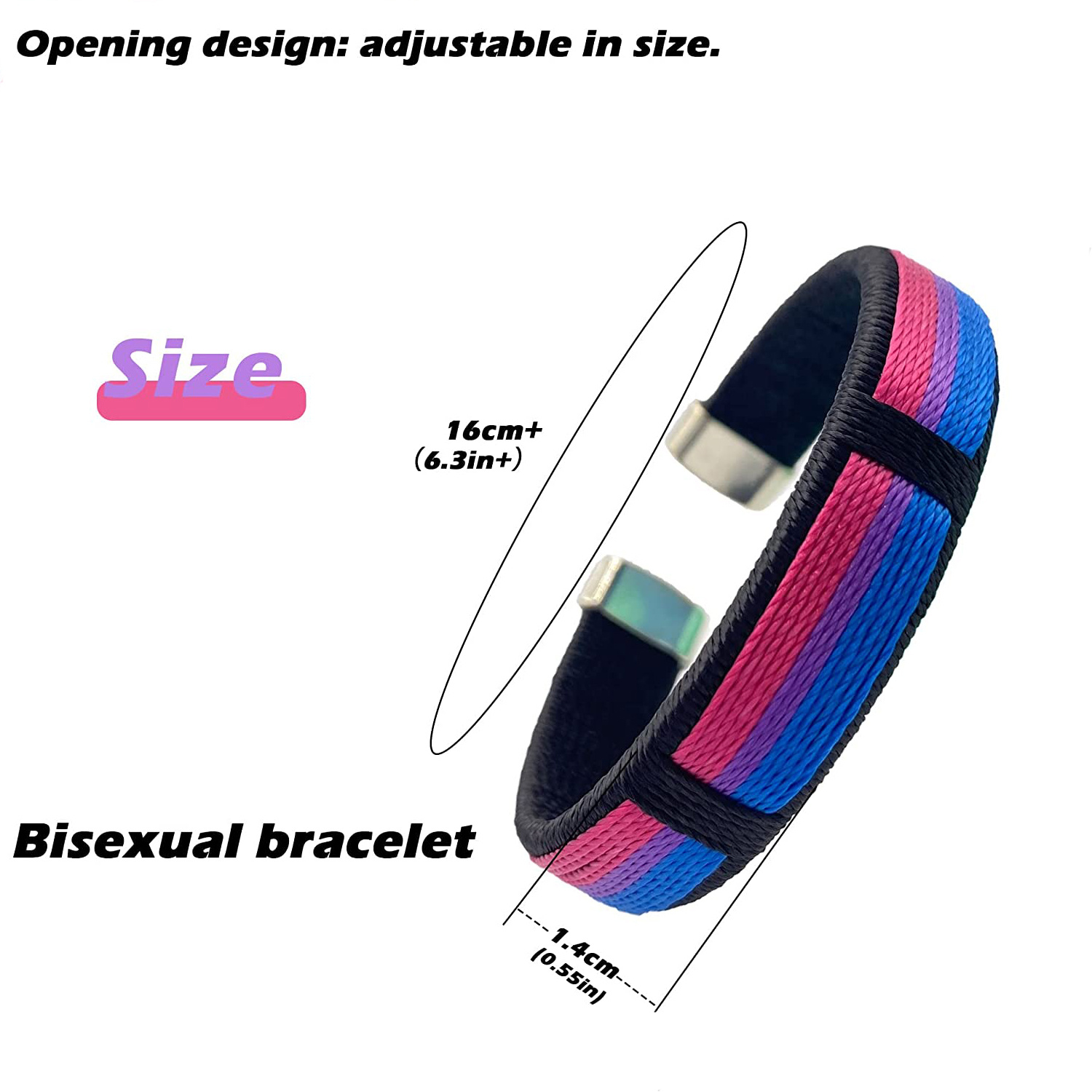 2Pcs Rainbow Bracelets for LGBT Pride, Adjustable Wristband