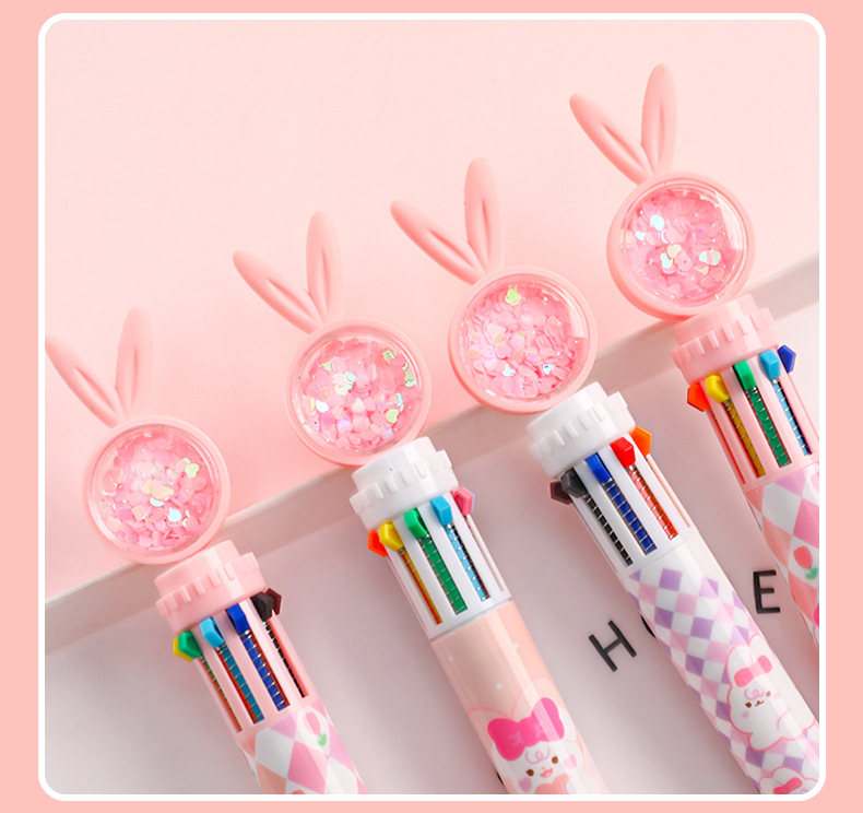 10 in 1 Multicolor Novelty Pen Kawaii 10 Color Ballpoint Pens Cartoon  Butterfly Plastic Ball Pen with Bling Heart Glitter Paillette - China  Stationery Set, Kids Stationery Set