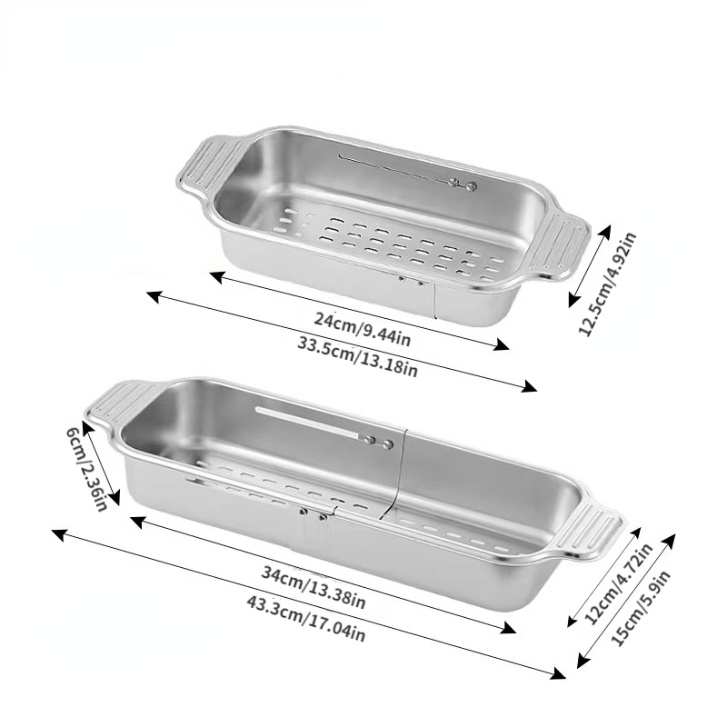 1pc Stainless Steel Sink Drying Rack, Modern Adjustable Over The