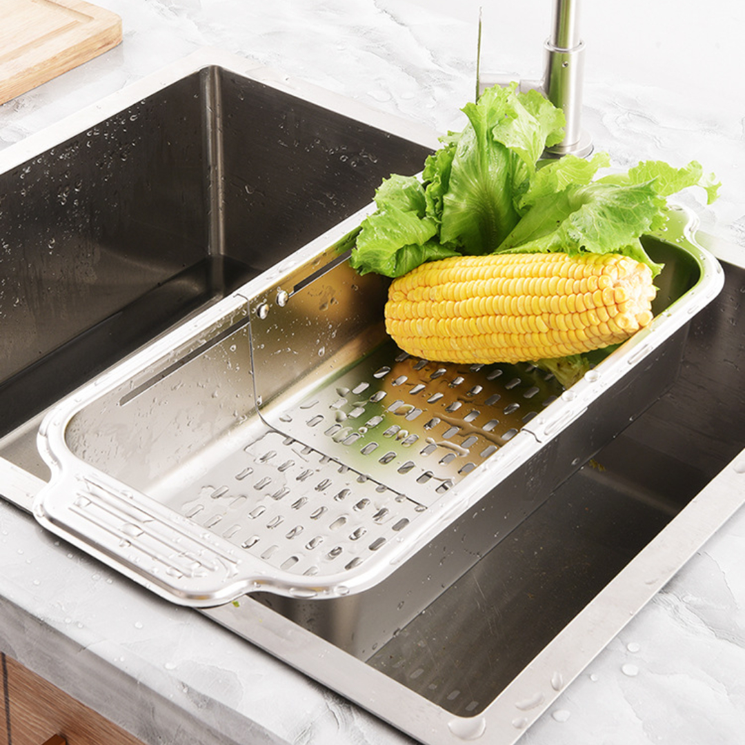 1pc Stainless Steel Sink Drying Rack, Modern Adjustable Over The