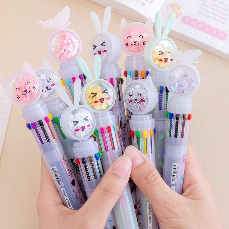 1pc Penna A Sfera Retrattile Kawaii Con Paillettes Carina 10 Colori Penna A  Sfera Regalo Scuola Ufficio Cancelleria