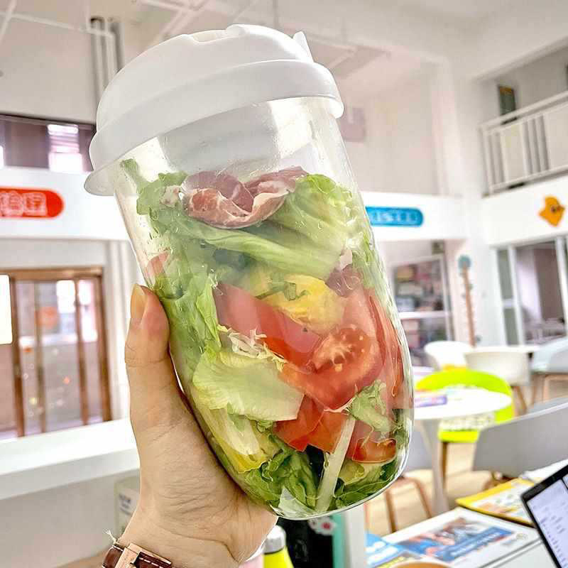 1pc large capacity salad shaker   container portable salad dressing rack picnic lunch breakfast salad cup hand wash kitchen supplies kitchen tools details 1