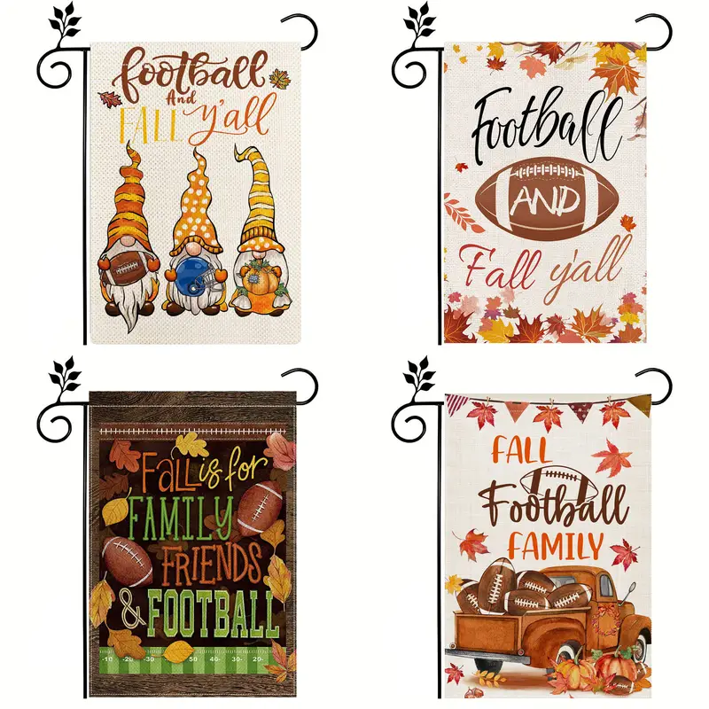 1pc Fall Garden Flags Football And Fall Y all Yard Flag Vertical Double Sided Seasonal Autumn House Flags Porch Sign For Thanksgiving Harvest Home Farmhouse Outdoor No Flagpole 12x18in details 0