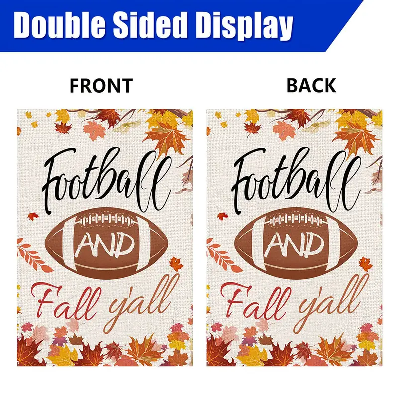 1pc Fall Garden Flags Football And Fall Y all Yard Flag Vertical Double Sided Seasonal Autumn House Flags Porch Sign For Thanksgiving Harvest Home Farmhouse Outdoor No Flagpole 12x18in details 1