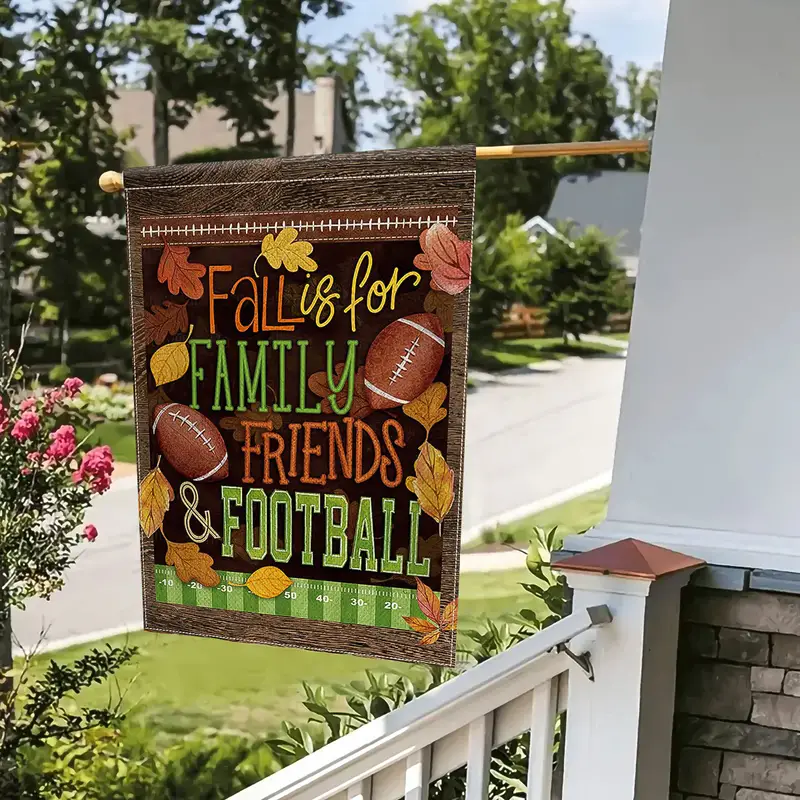 1pc Fall Garden Flags Football And Fall Y all Yard Flag Vertical Double Sided Seasonal Autumn House Flags Porch Sign For Thanksgiving Harvest Home Farmhouse Outdoor No Flagpole 12x18in details 4