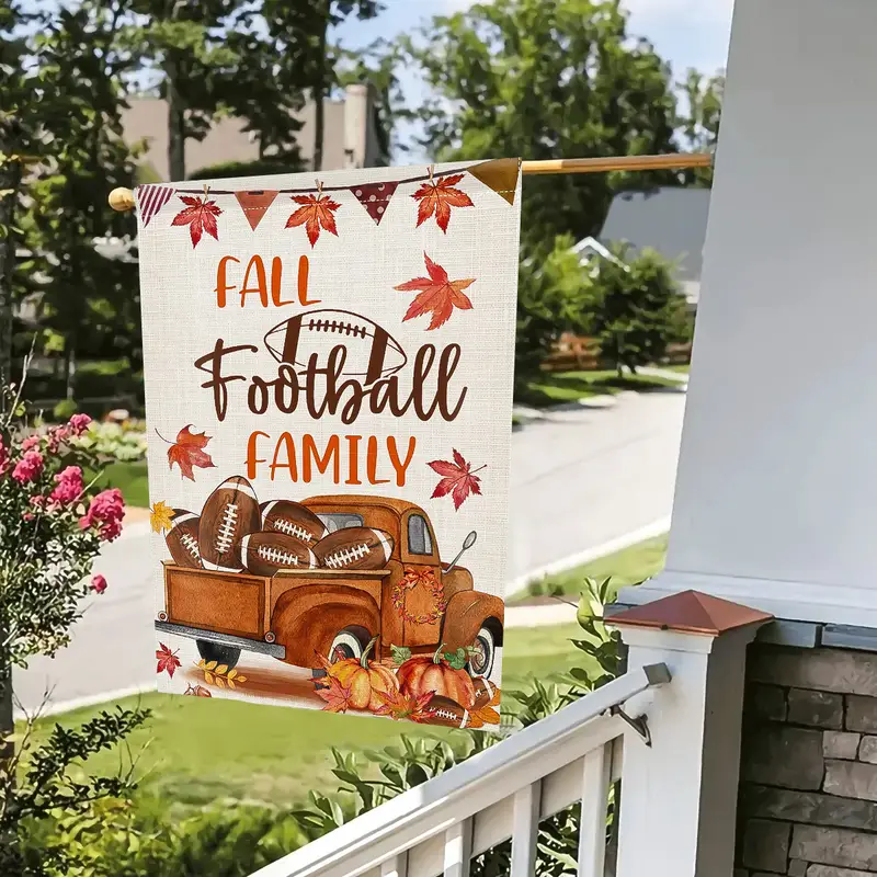 1pc Fall Garden Flags Football And Fall Y all Yard Flag Vertical Double Sided Seasonal Autumn House Flags Porch Sign For Thanksgiving Harvest Home Farmhouse Outdoor No Flagpole 12x18in details 5