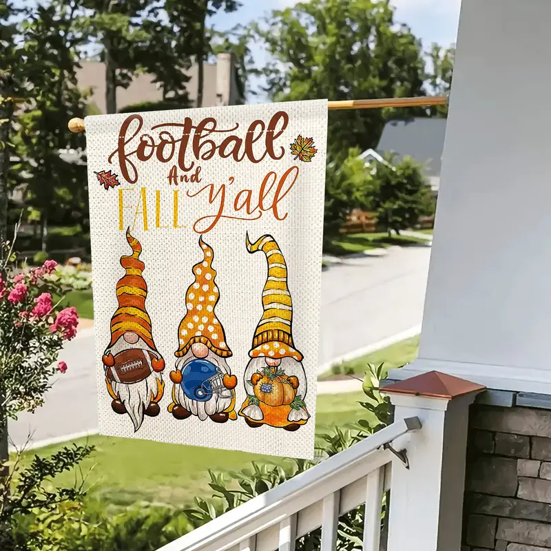 1pc Fall Garden Flags Football And Fall Y all Yard Flag Vertical Double Sided Seasonal Autumn House Flags Porch Sign For Thanksgiving Harvest Home Farmhouse Outdoor No Flagpole 12x18in details 6