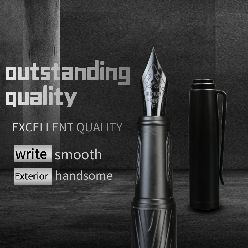 

1pc Black Samurai High Quality Fountain Pen Black Forest Excellent Titanium Nib Office School Supplies Writing Smooth Ink Pens