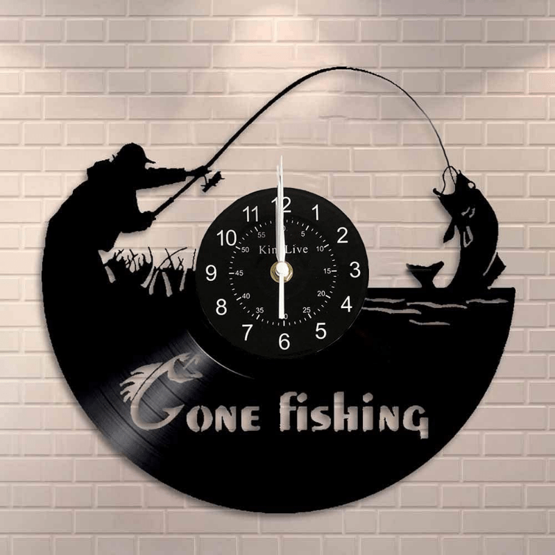 1pc Vinyl Wall Clock Handmade Vintage Vinyl Record Clock For Fishing Lovers  Fisherman Men Gifts Art Gifts Dad Father Decorations Mens Bedroom Fish  Accessories Original Home Decor - Home & Kitchen 