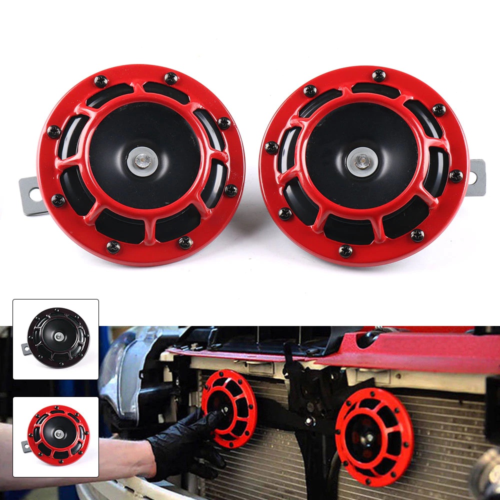 2pcs/set Red/Black Super Loud Compact Electric Blast Tone Air Horn Kit 12V  115DB For Motorcycle Car