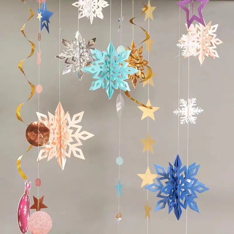 2023 Ice Party Christmas Snowflakes Decorations 3D Hollow