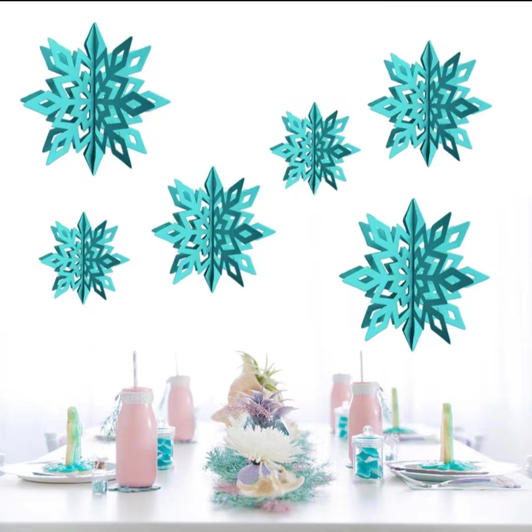 2023 Ice Party Christmas Snowflakes Decorations 3D Hollow