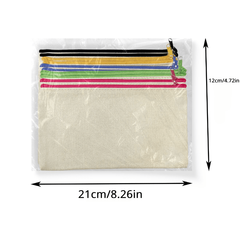 12 Pack Blank DIY Craft Bag Canvas Pencil Case- Beige Canvas Pencil Pouch Bulk  Canvas Pouch with Zipper Multipurpose Canvas Blank Makeup Bags for Vinyl  Crafts Personalize (8.3 X 5 Inches)