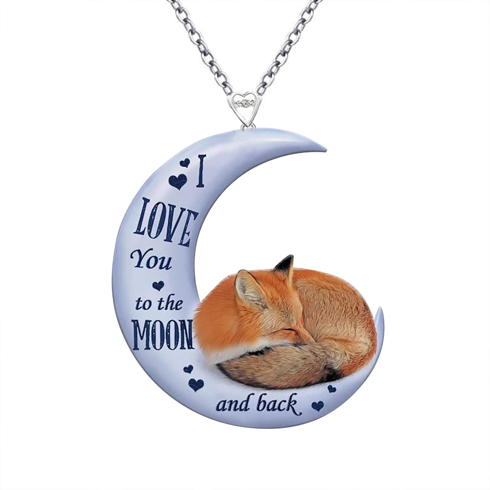 Acrylic Fox Pendant Necklace for Men, Decorative Holiday Gift