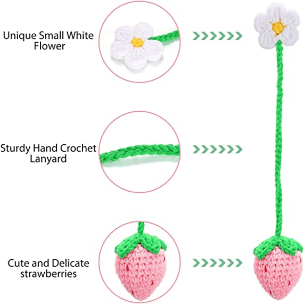 Cute Strawberry Crochet Car Mirror Hanging Accessories Decor - Temu