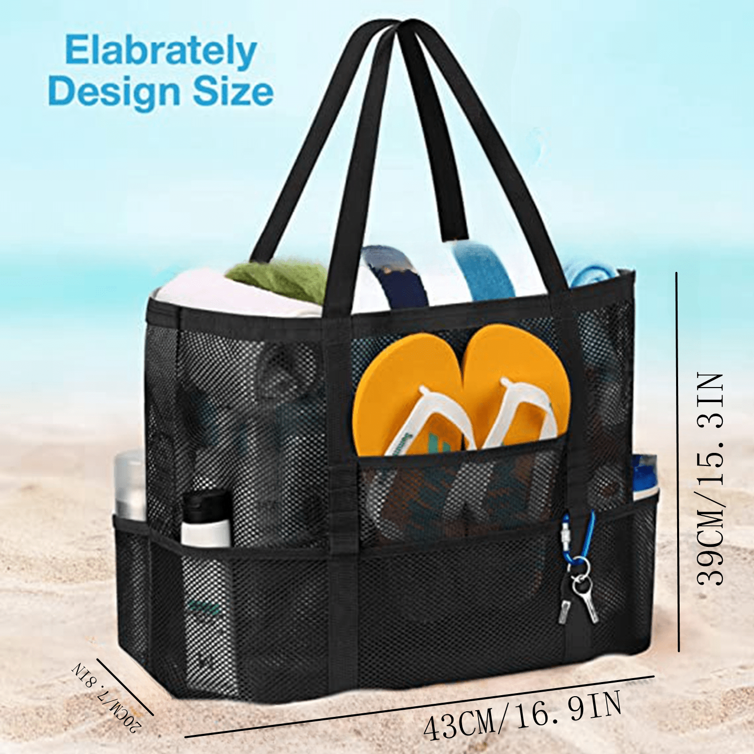 Large Mesh Beach Bag - Beach Tote Bag for Women, Beach Toys, Pool