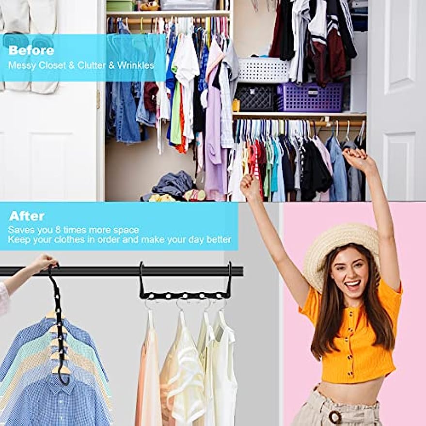  Closet Organizers and Storage,6 Pack Sturdy College Dorm Room  Essentials,Closet Storage Organization,Magic Space Saving Hanger with  9-Holes for Wardrobe Heavy Clothes : Home & Kitchen