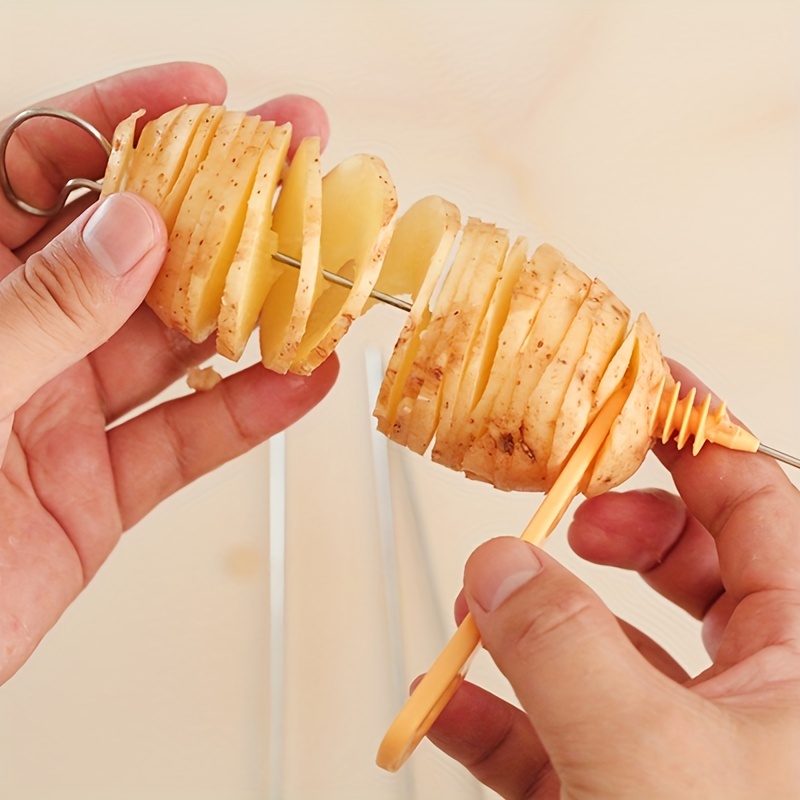 1pc Portable Potato BBQ Skewers For Camping Chips Maker Potato Slicer Potato  Spiral Cutter Barbecue Tools Kitchen Accessories