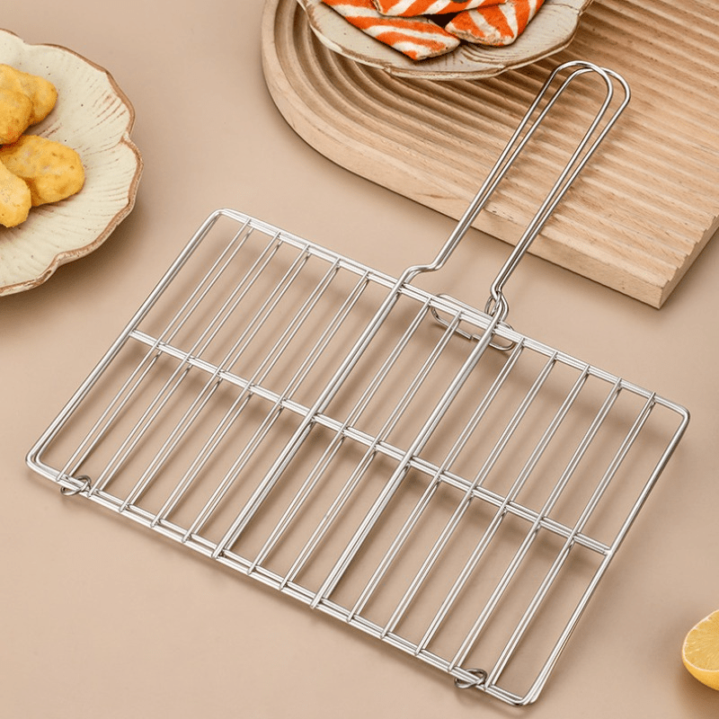 Grill Basket, Fish Grill Basket, Rustproof Stainless Steel BBQ Grilling Basket for Meat,Steak, Shrimp, Vegetables, Chops, Heavy Duty Grill Basket