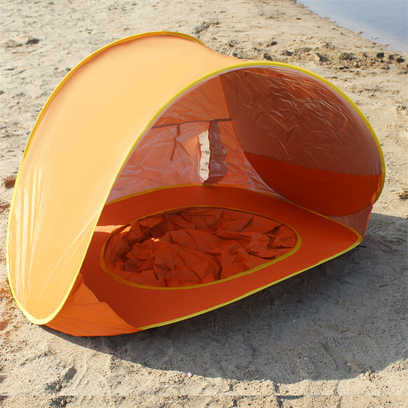 Baby Beach Tent, Pop Up Portable Beach Canopy, UV Protection Sun Shelter  with Pool for Infant (Orange)