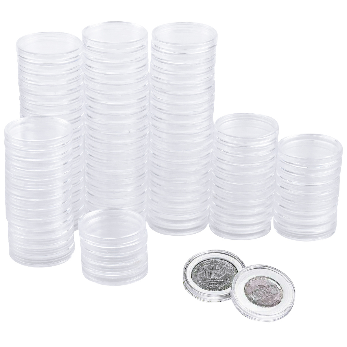Coin Holder Capsules Clear Round Plastic Coin Container Case - Temu