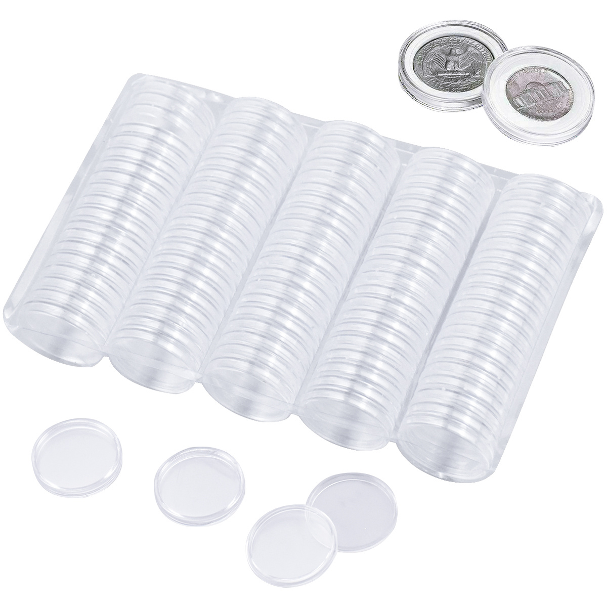 100pcs Round Plastic Coin Capsules With Storage Box - Coin Collection  Supplies, Commemorative Coin Protector - Ideal For Christmas, Halloween,  Thanksgiving Gifts