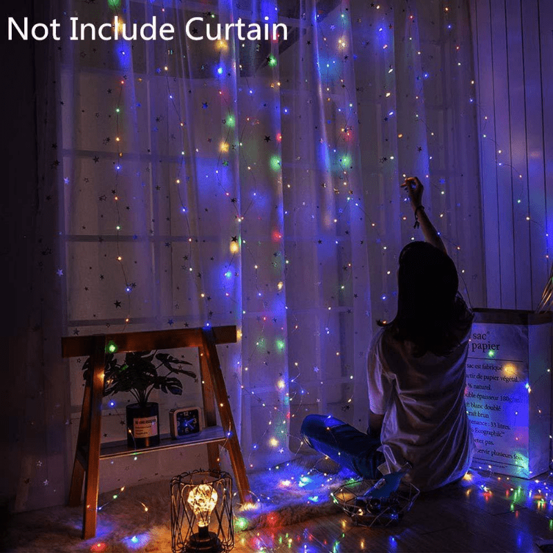 Window Curtain String Light, 300 Waterproof LED Twinkle Lights, 8