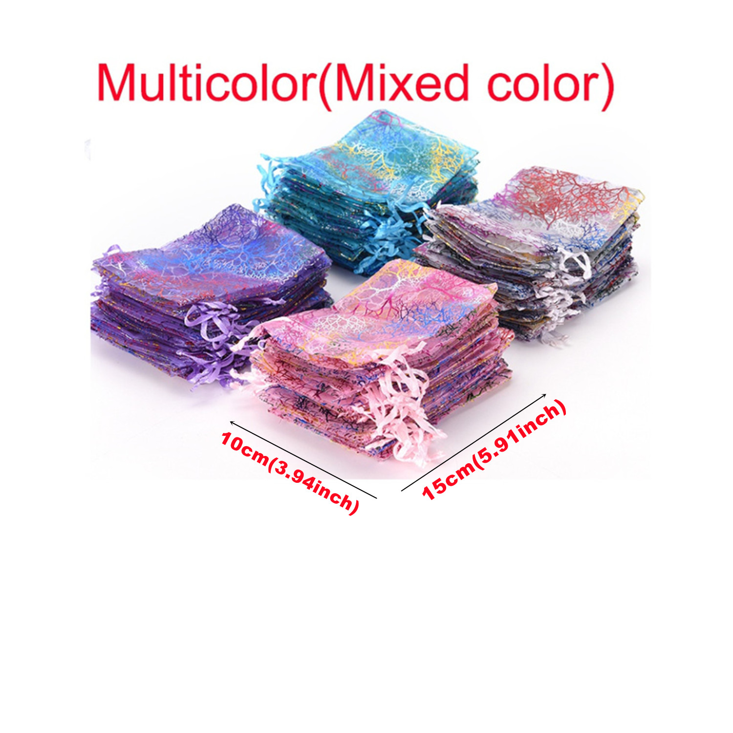 Image of Colorful Organza Bags, Jewelry Packaging Bags, Wedding Gift Bags, Gift Bags, Drawstring Bags, Candy Pouches For Wedding Party Valentine's Day Christmas - 100pcs