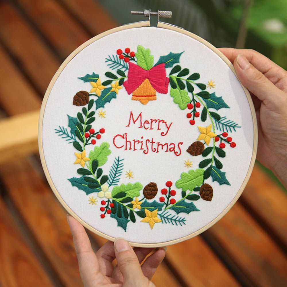 Christmas Theme Embroidery Kit For Beginners, Adults Diy Cross