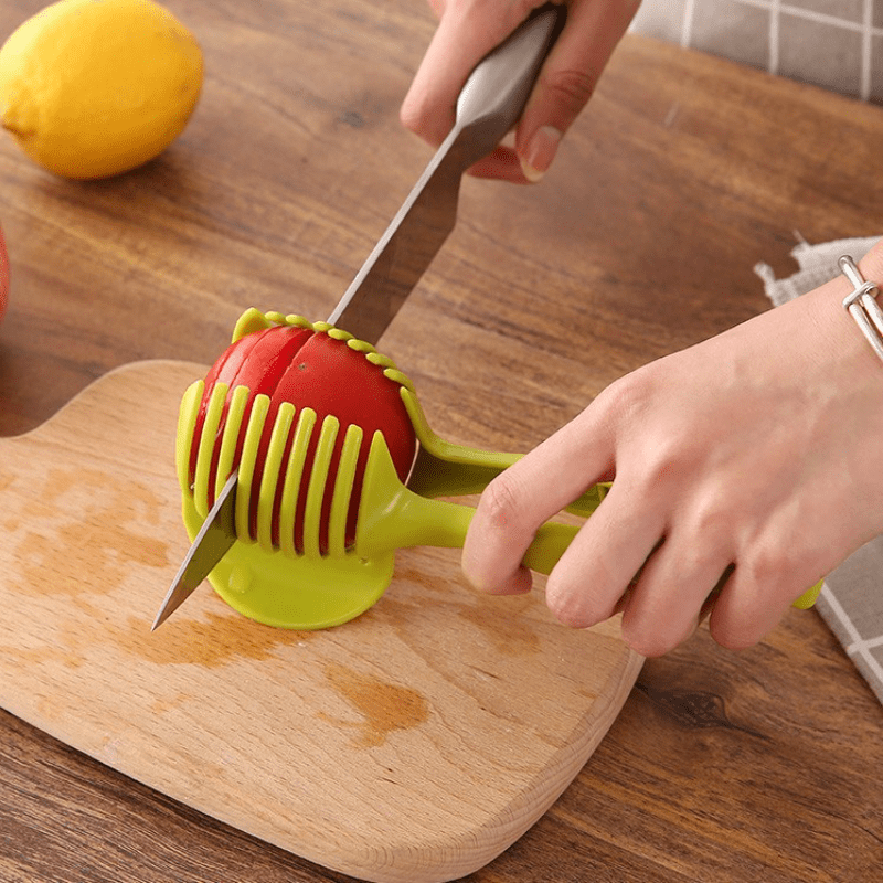 Tomato Slicer Lemon Cutter Multipurpose Handheld Round Fruit Tongs  Stainless Steel Onion Holder Easy Slicing Kiwi Fruits & Vegetable Tools  Kitchen