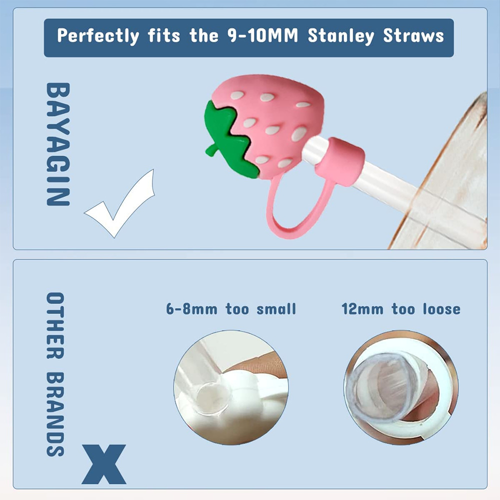 4Pcs Straw Cover Cap for stanley Cup,Silicone Straw Topper Compatible-10mm`~