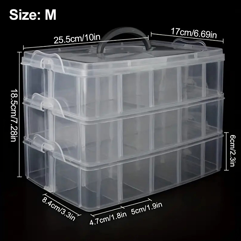 Bead Storage Box with 6 Container Stacks by Simply Tidy, Size: 10.5 x 5 x 1.9, Clear