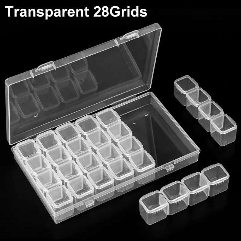 1 Set Multicolor Beads Storage Case, 28/56 Girds Adjustable Plastic Storage  Box, Clear Beads Container, Transparent Storage Organizer For Jewelry