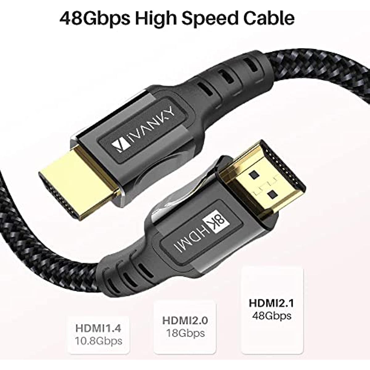 USB C HDMI 4K@60Hz, 2K@144Hz, iVANKY Adaptateur USB C vers HDMI en Nylon  Tressé