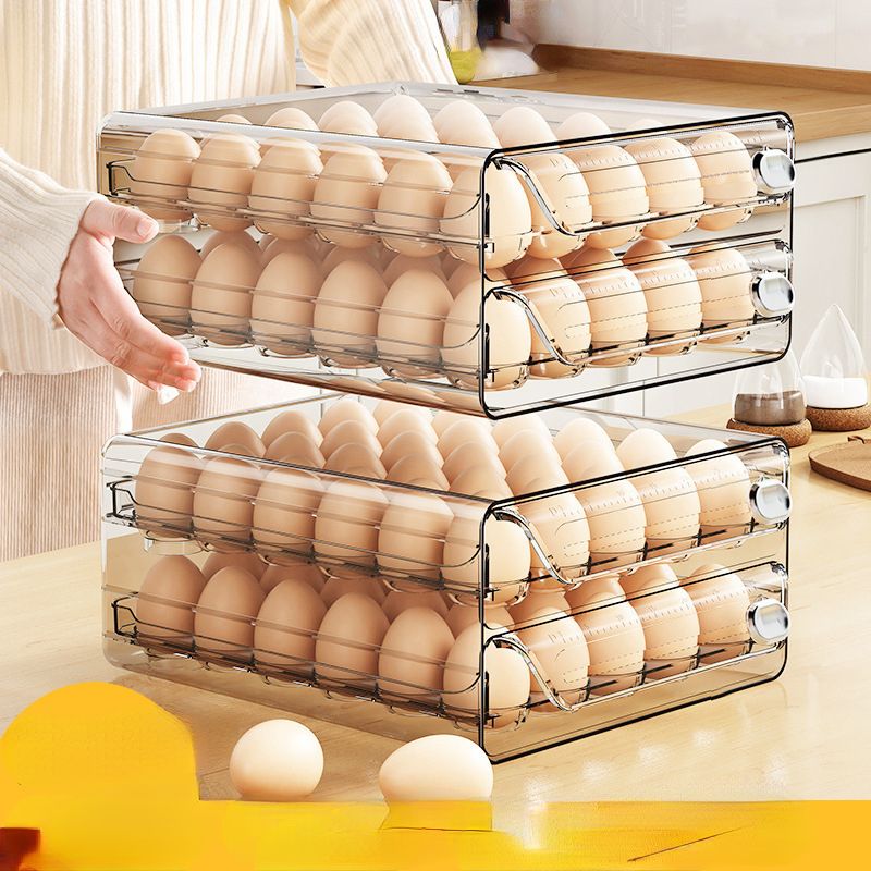 Soporte para huevos de nevera, organizador de cajón para nevera, estante de  nevera, caja de almacenamiento ajustable a presión en el refrigerador