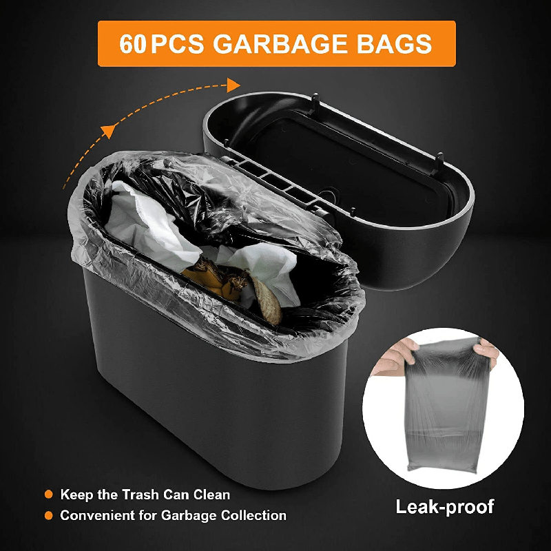 AUJEN Car Trash Can Cup Holder - Leakproof Car Garbage Can with  Lid, Portable Mini Trash Bin with 30 Trash Bags, Durable & Washable, Black,  2 Pack : Automotive