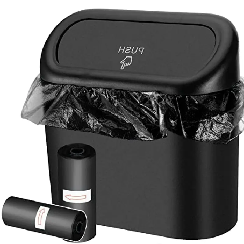Leak-Proof Mini Car Trash Can with Lid & 2 Packs of 70 Garbage Bags - The  Perfect Car Accessory!