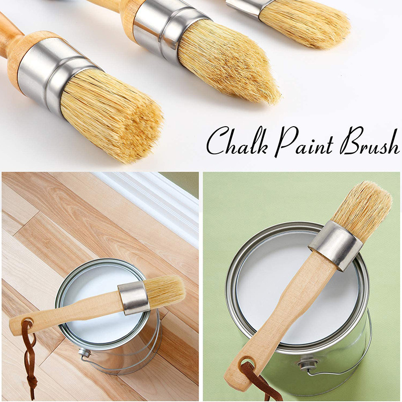 Chalk Paint Brushes for Furniture, Round Paint Brush Set,Wax Brush,Stencil  Brushes for Painting or Waxing on Wood,Milk Paint,Home Decor,Natural
