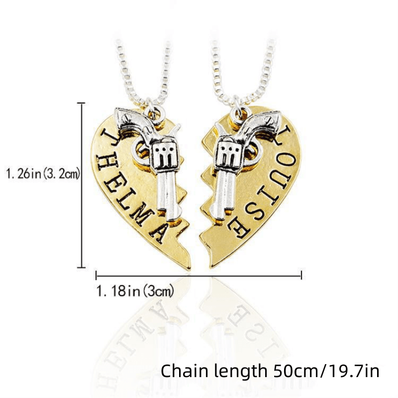  Thelma Louise Bonnie Clyde Letter Necklace Valentine's Day Gift  Gold Silver Tone Heart Shape Puzzle Stitching Necklace Into 2 Parts Pendant  for Best Friends (Gold - Bonnie Clyde Letter) : Everything Else