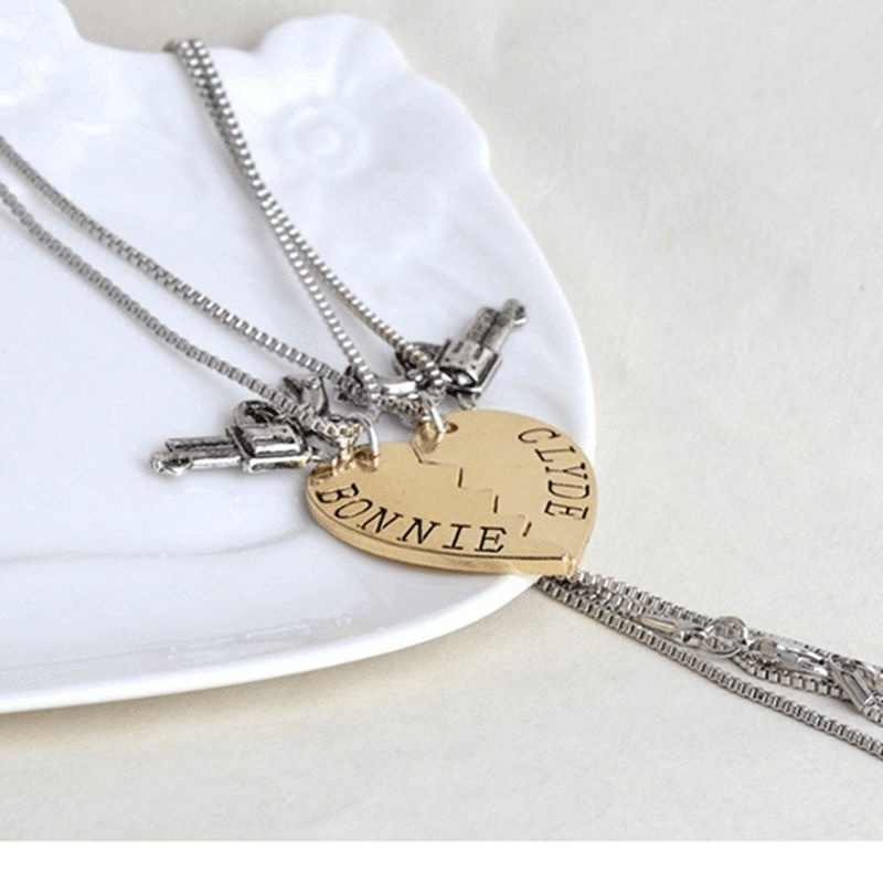 Bonnie and clyde couples on sale necklace