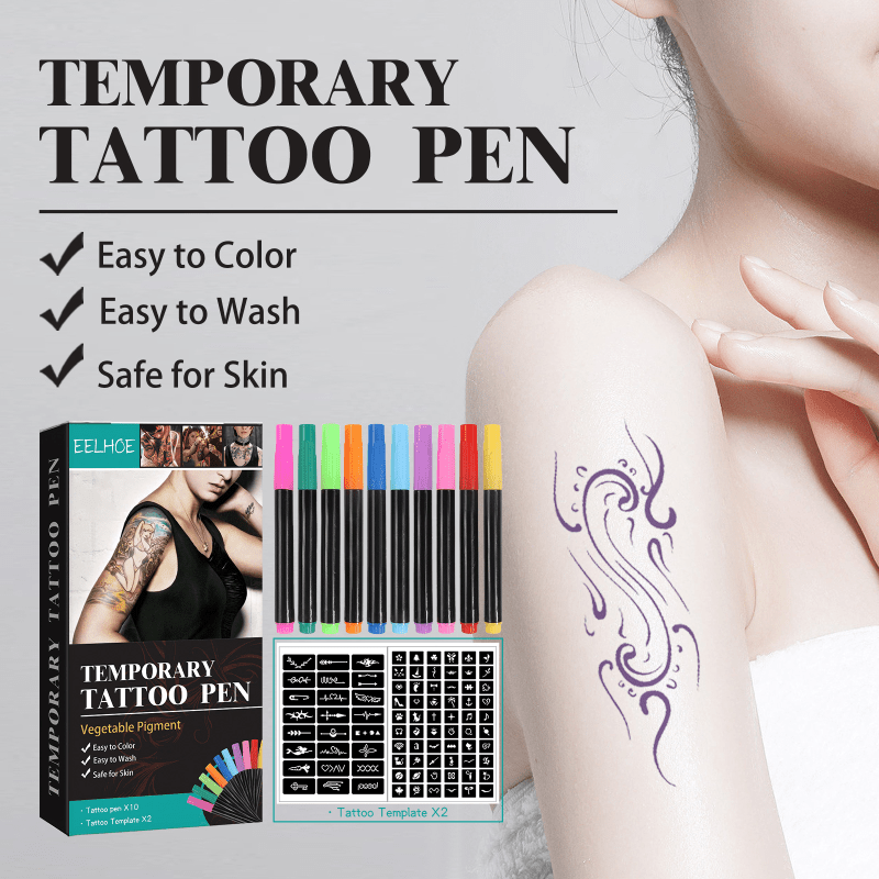 6-PCS Temporary Tattoo Markers for Skin Washable Markers-Removable Tattoo  Markers Multi-coloured Skin Safe